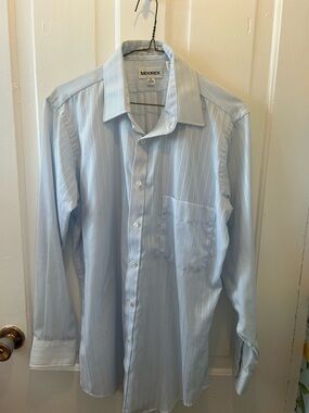 Moores Light Blue Pinstripe Dress Shirt - Classic Point Collar